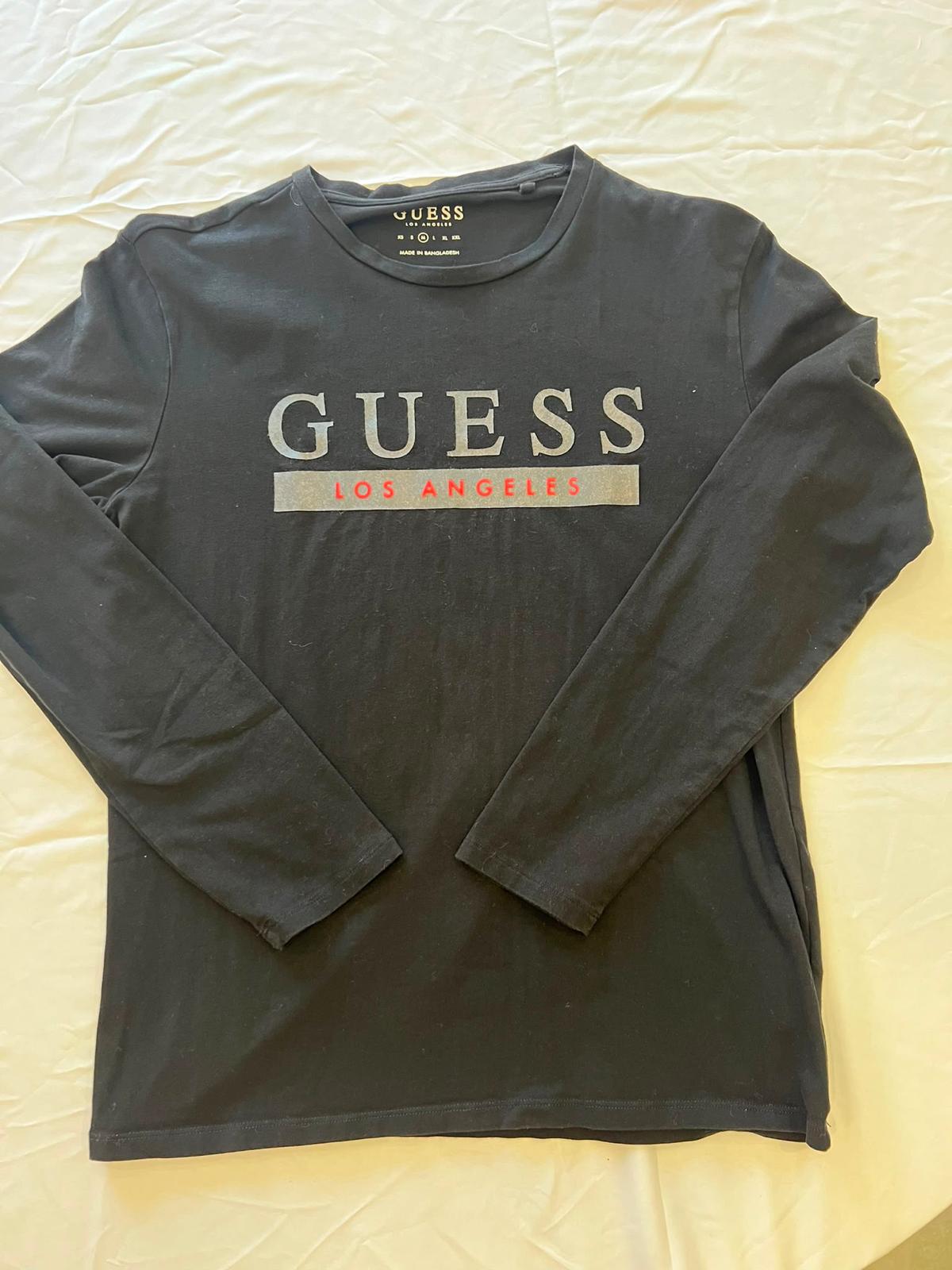 GUESS Metallic Logo Long Sleeve T-Shirt