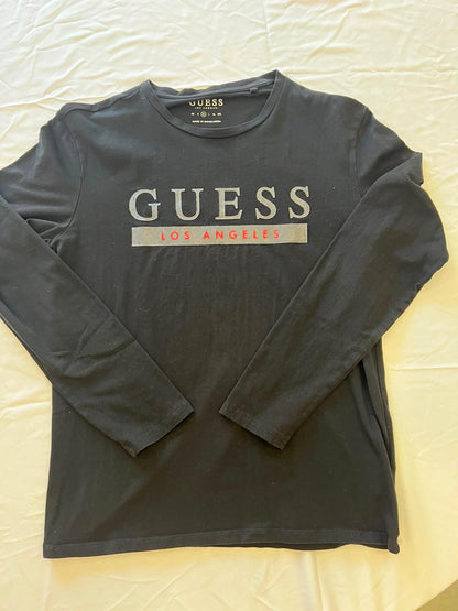 GUESS Metallic Logo Long Sleeve T-Shirt